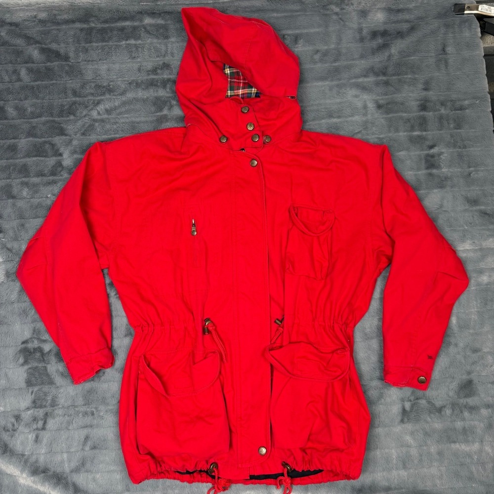Vintage Express Provencal Classic Red Hooded Field Jacket Cotton Utility Mens M